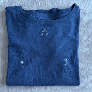 J. Crew Blue Martini Glass Top